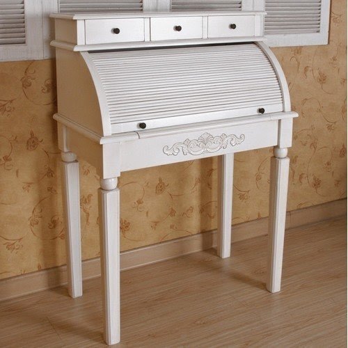 International caravan windsor antique white indoor roll top desk