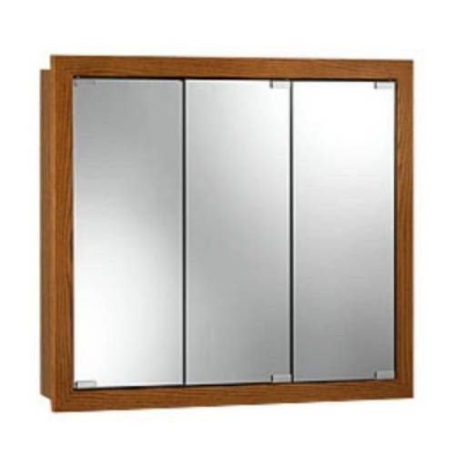 Nutone 740647 tri view honey oak wood medicine cabinet