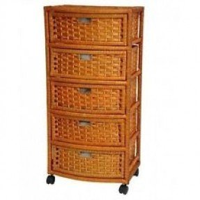 Wicker drawer storage unit baskets bedroom dresser chest shelves home