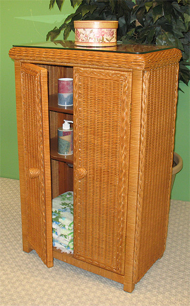 Wicker linen cabinet