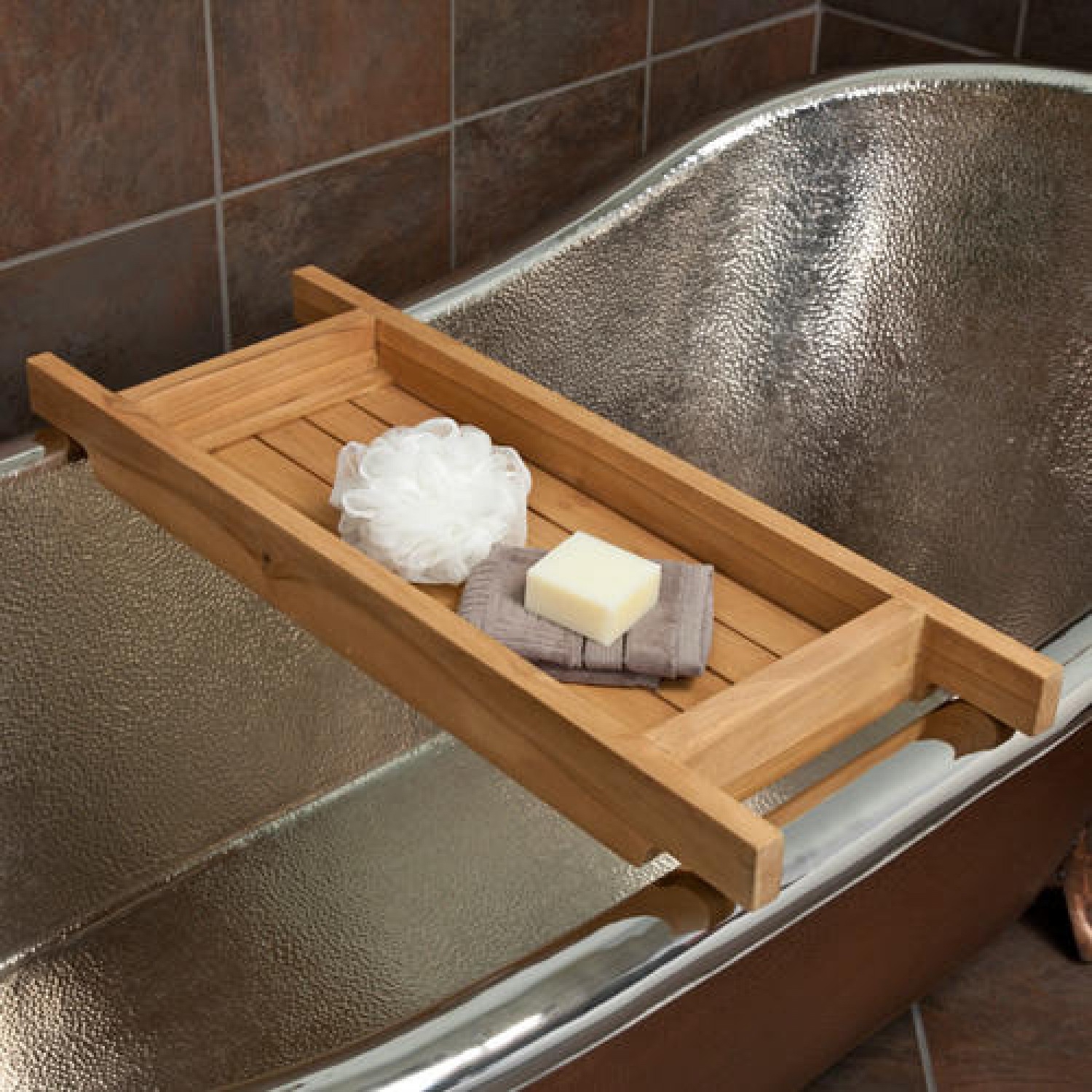 Across the bath caddy