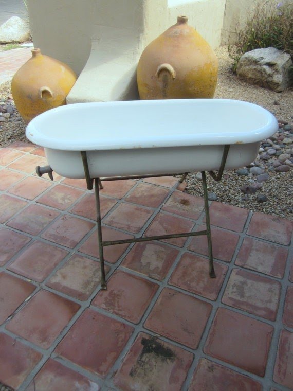 Authentic vintage antique baby bathtub