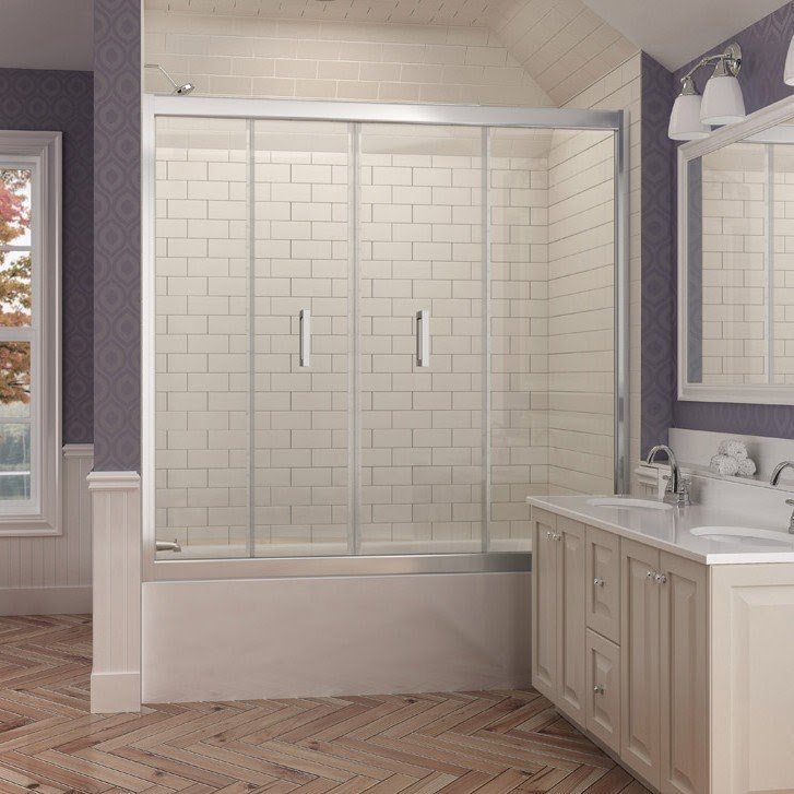 Butterfly 58 to 58-3/4 in. W x 58 in. H Bi-Fold Tub Door with Hardware