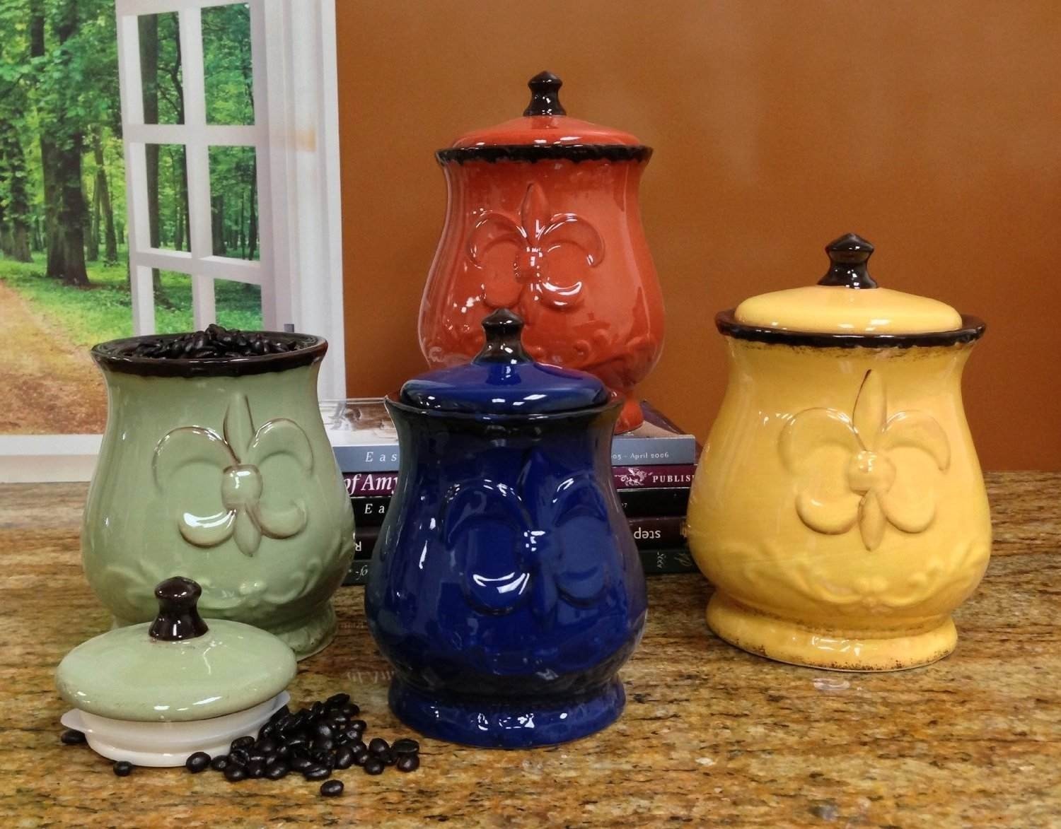 Canisters kitchen set glass jars pottery decor food cantainers storage