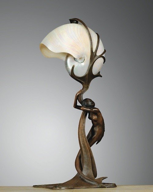 Gustav gurschner austrian 1873 1971 a nautilus shell and patinated
