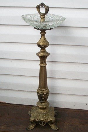 Antique cast smoking stand standing floor ashtray