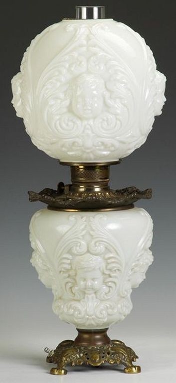 Antique milk glass lamp 1