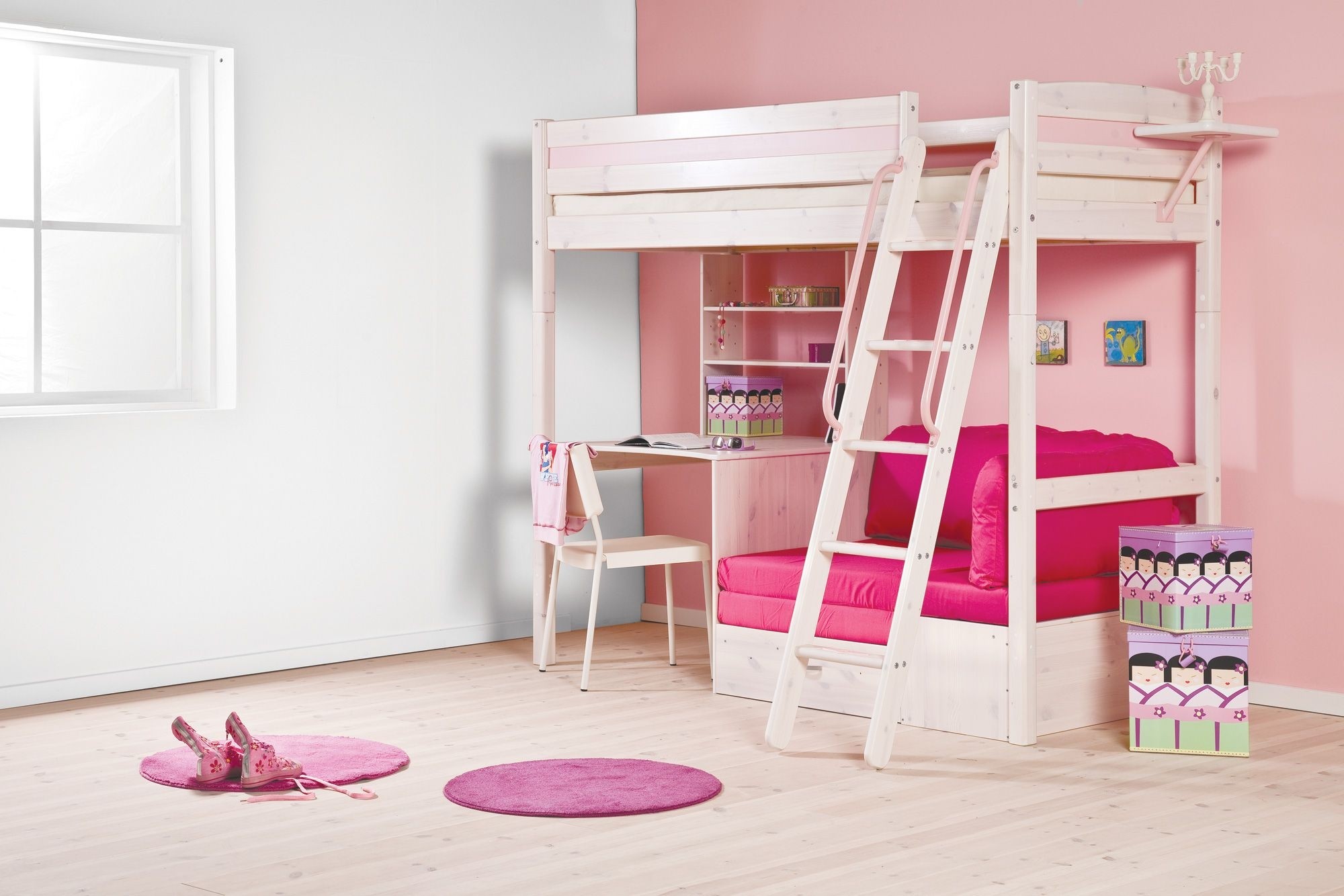 Bunk beds with futon and desk