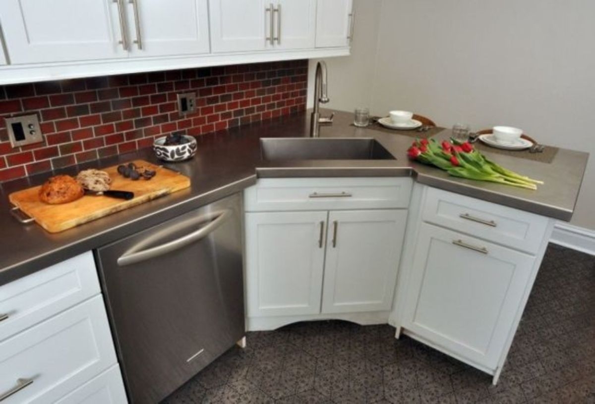 Double bowl corner kitchen sink