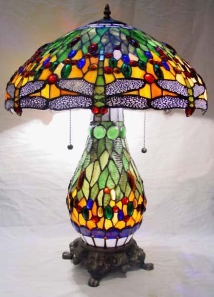 Dragonfly stained glass lamp