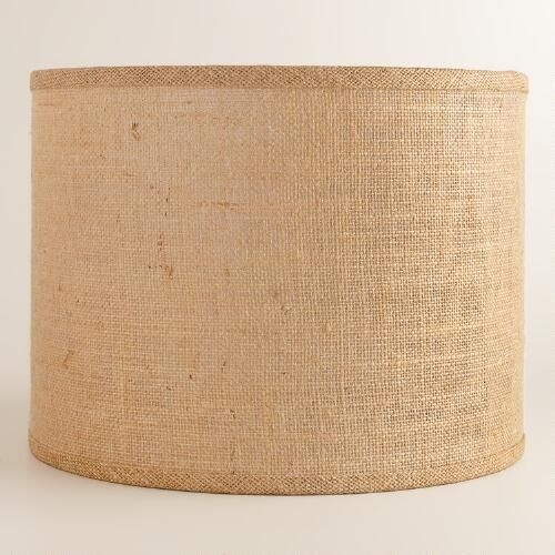 Natural burlap drum table lamp shade