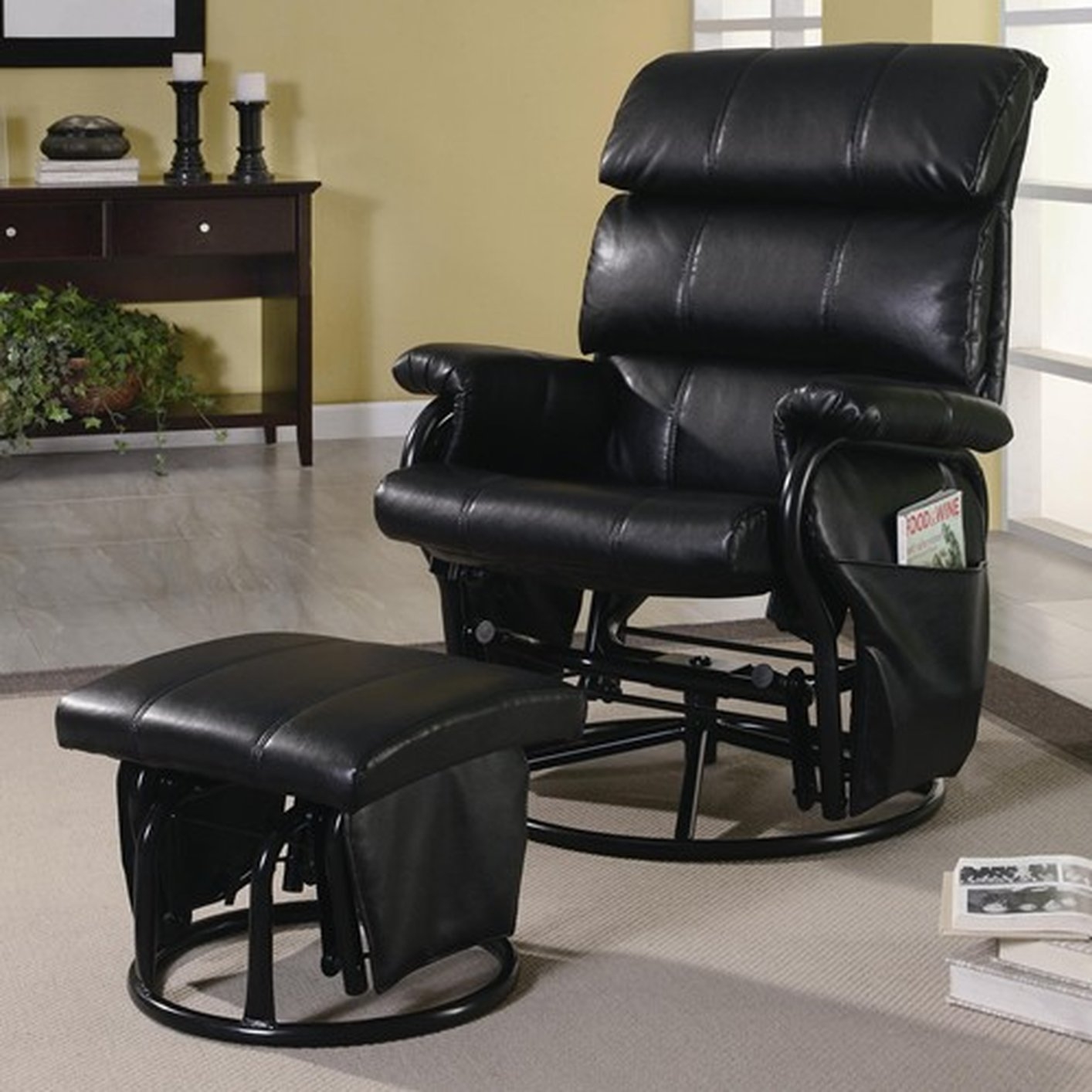 Rocker glider recliner with ottoman 1