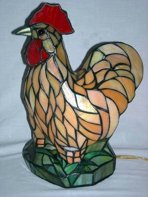 Stained glass rooster lamp 11