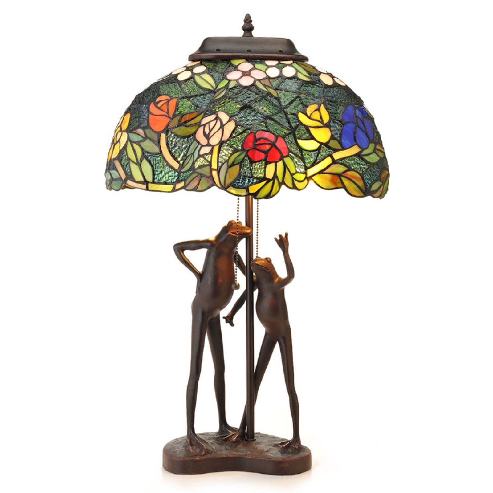 Tiffany style love frogs table lamp