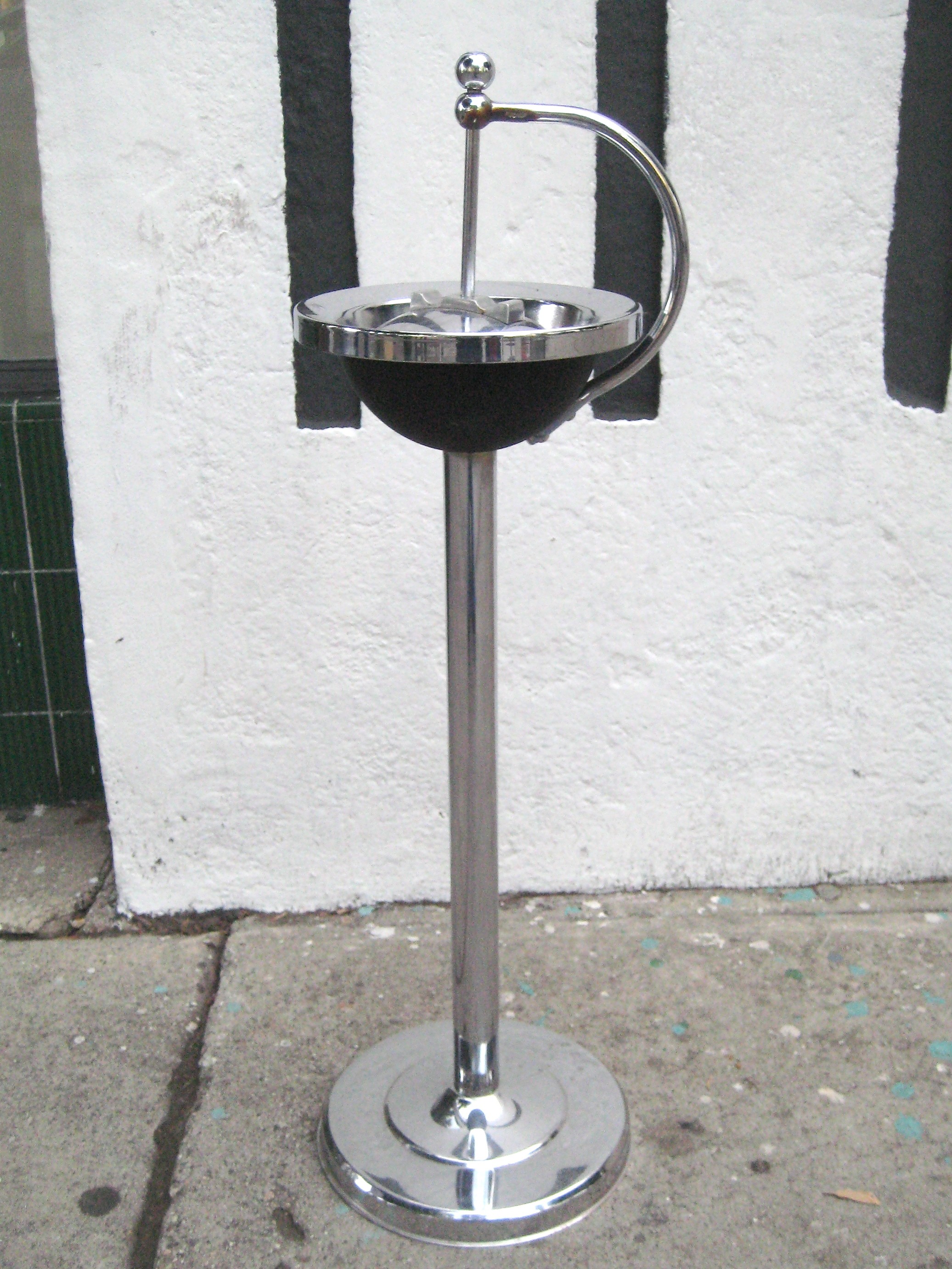 Vintage free standing black chrome ashtray for sale