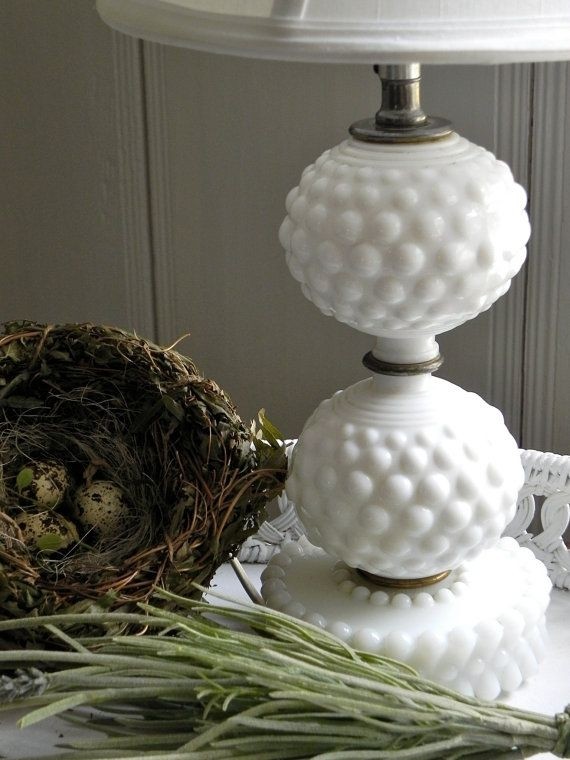 Vintage Milk Glass Hobnail Table Lamp