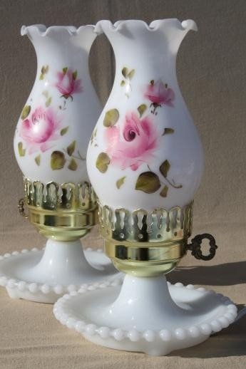 Vintage milk glass lamps