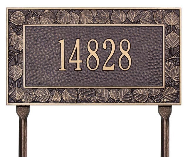 Aspen leaf address plaque lawn mount