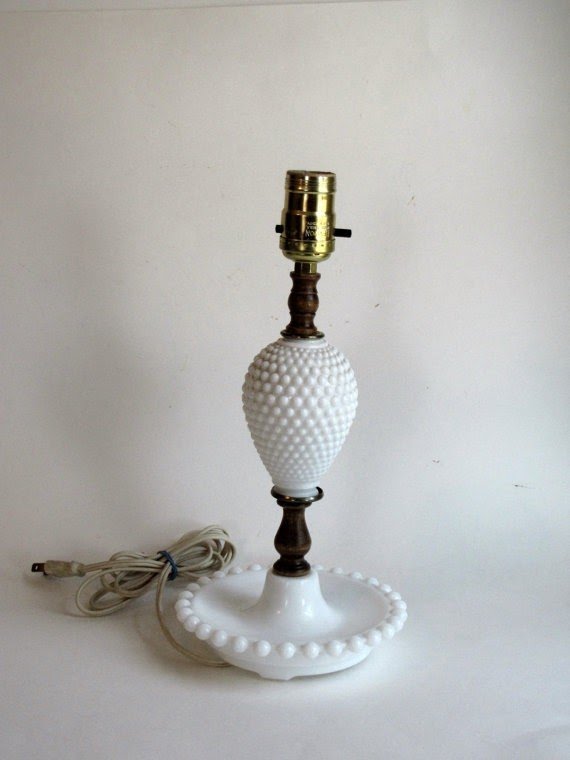 Hobnail milk glass lamp shade