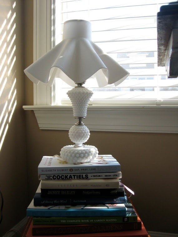 Milk glass hobnail lamp