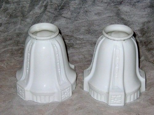 Two vintage satin milk glass lamp shades 2 1 4