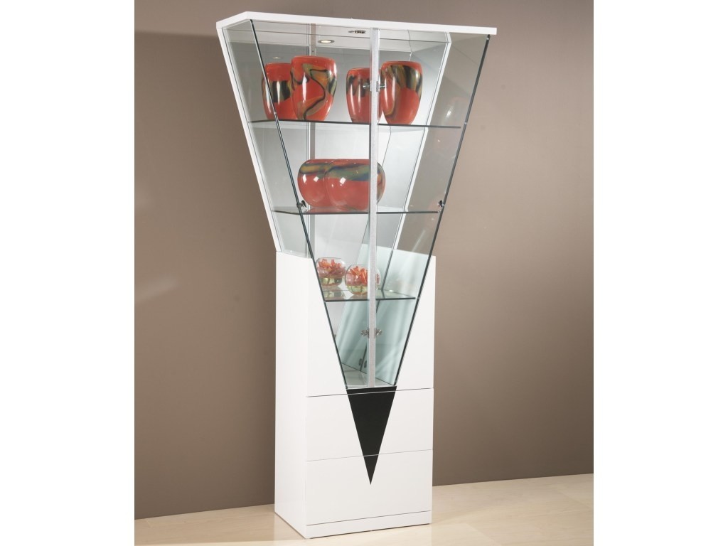 White modern corner curio description