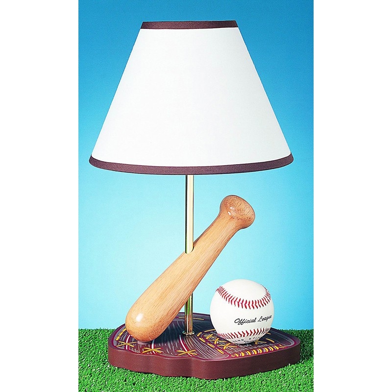 Cal Lighting BO-374 60 Watt 15" Kids / Youth Wood Baseball Table Lamp with On/Of,