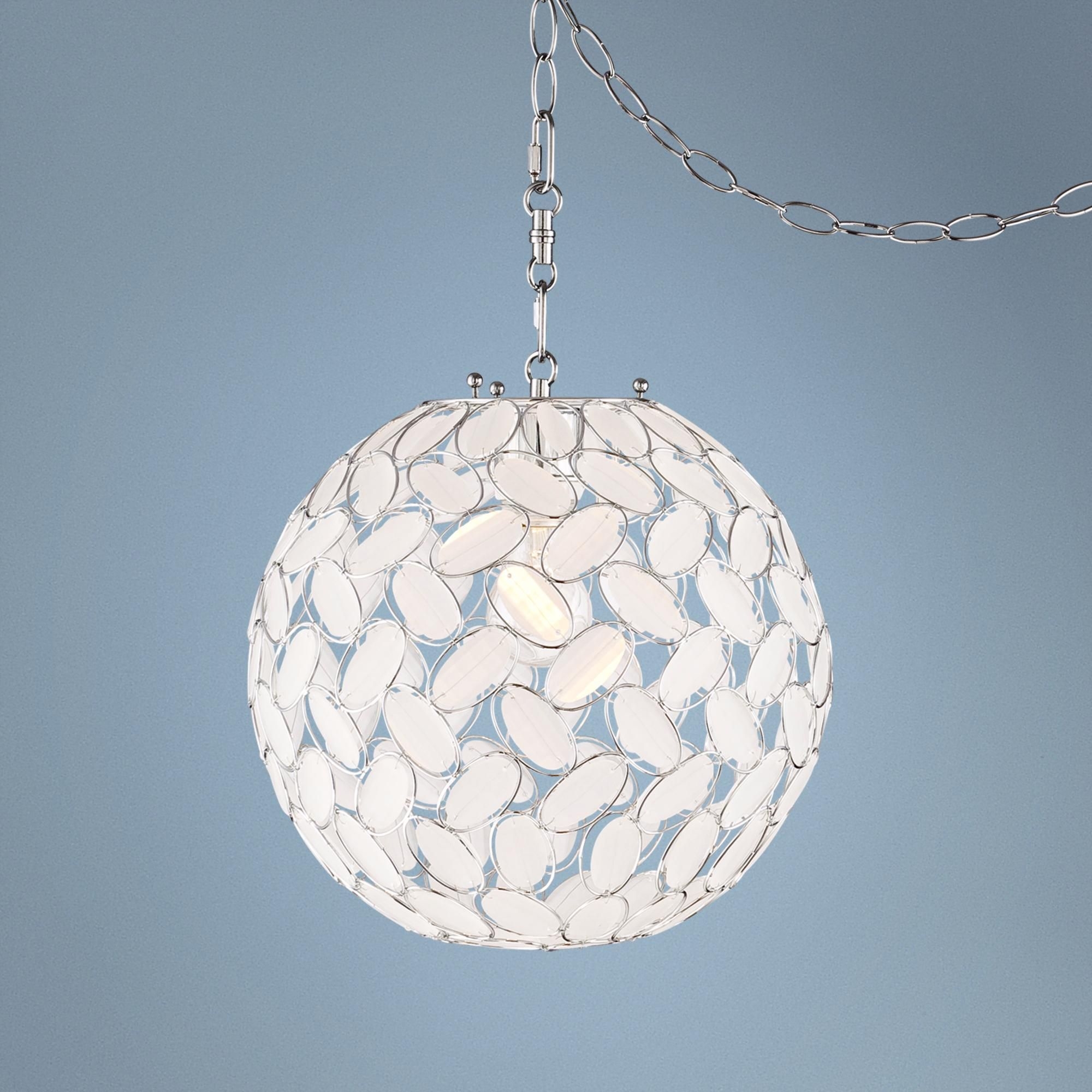 Kaia frosted beads 12 wide chrome plug in swag pendant