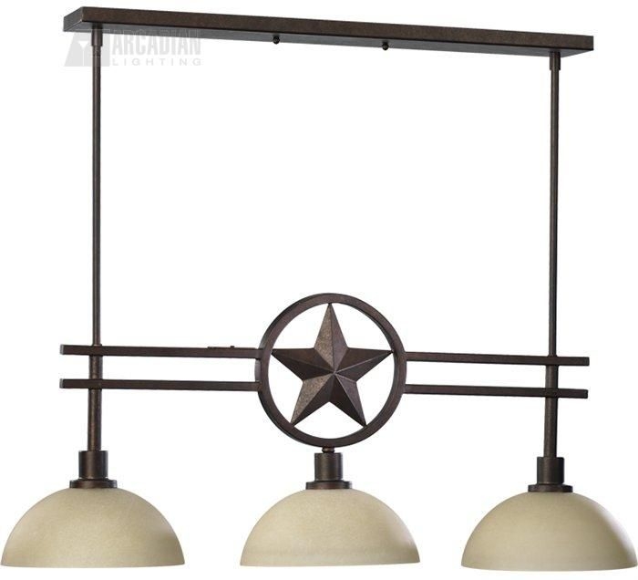 Quorum 6528-3-44 Lone Star - Three Light Island, Toasted Sienna Finish
