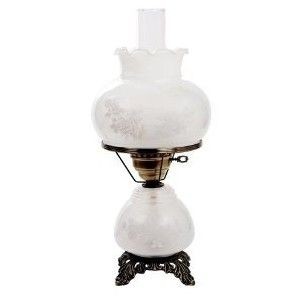 Antique blue glass oil lamp