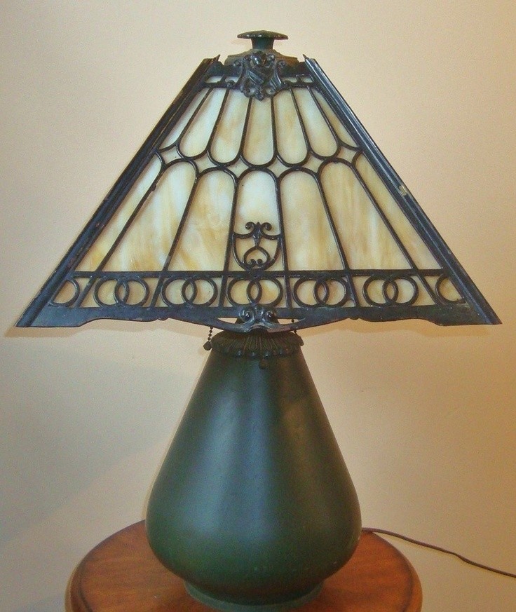 Antique slag glass lamps 13