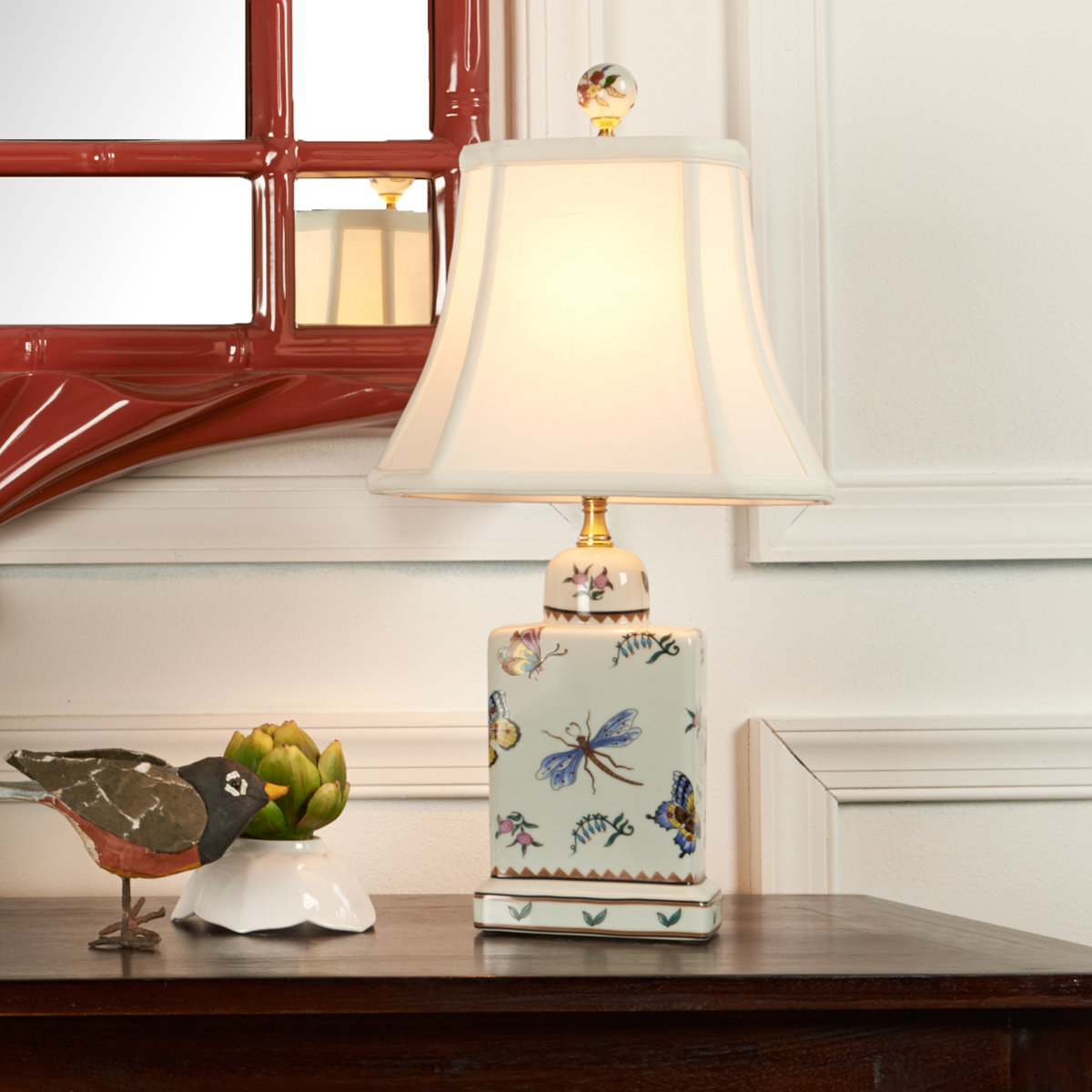 Oriental butterfly and dragonfly porcelain mini lamp who doesnt love