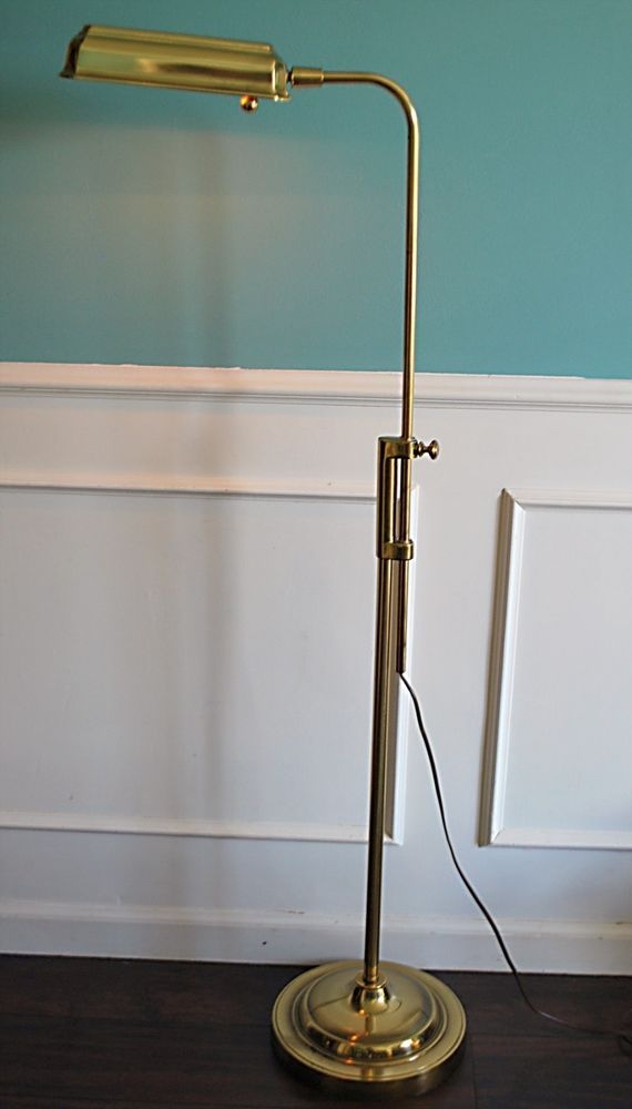 Stiffel Mid Century Modern Adjustable Brass Pharmacy Floor Reading Lamp Marked
