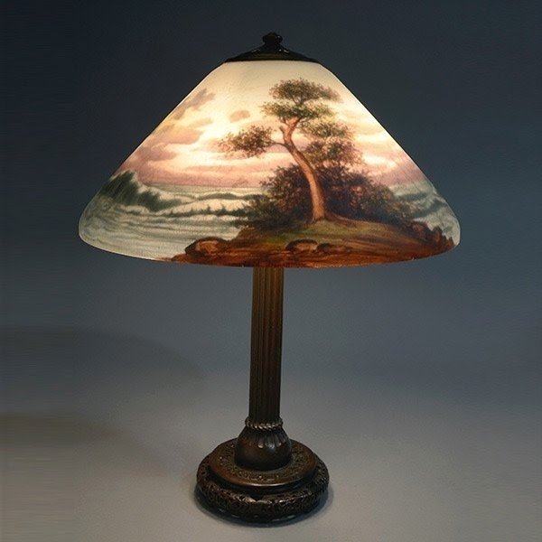 Handel reverse painted shade lamp lot 1248