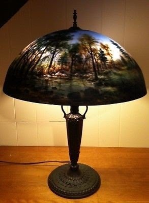 Reverse painted lamp shade 1