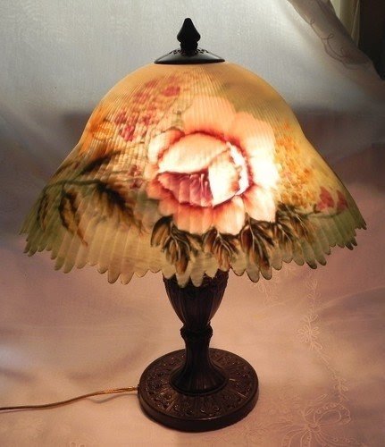 Reverse painted lamp shade 17