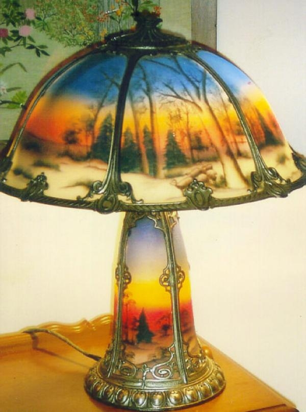 Reverse painted lamp shade 2