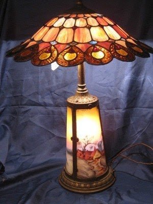 Reverse painted lamp shade 21
