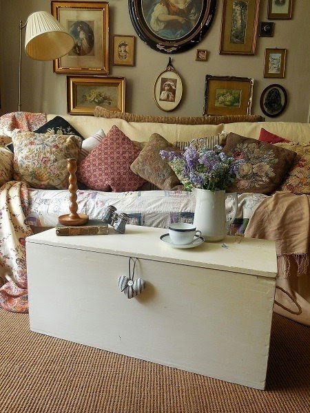 Vintage painted wooden chest trunk box