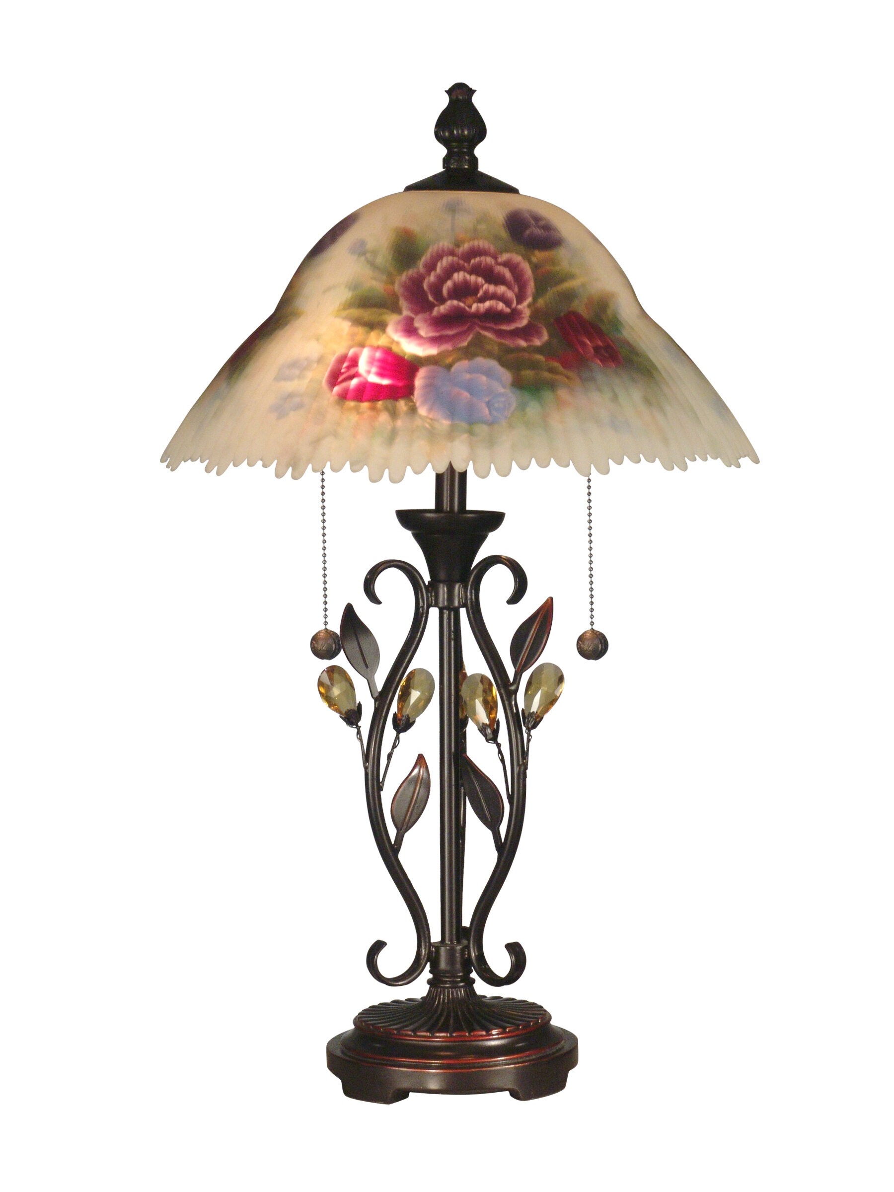 Hand Painted Crystal Leaves 23.5" H Table Lamp with Empire Shade