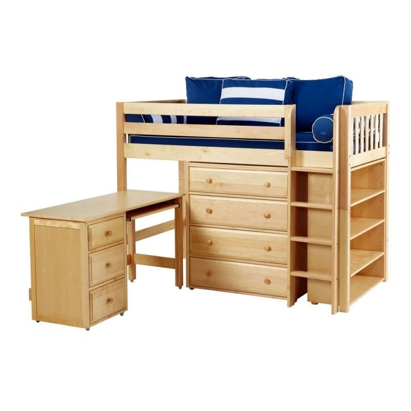 Loft storage bed with desk