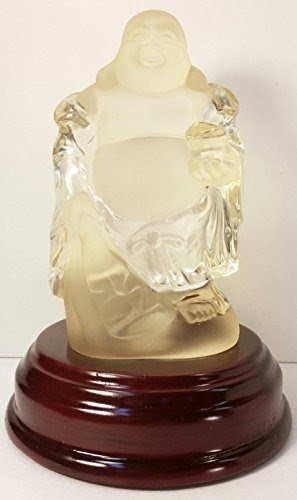 Oriental Happy Buddha Lamp with Wooden Base