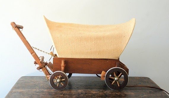 Vintage western decor covered wagon t v lamp light by