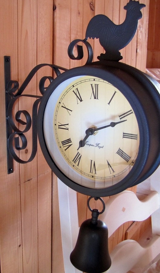 Colorful canary organic and natural living rooster clock thermometer indoor