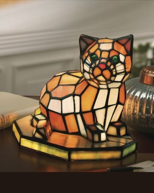 Stained glass cat lamp