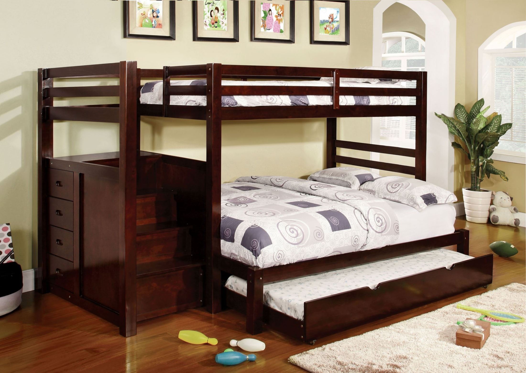 Twin full bunk bed cm bk966f 469 twin full bunk