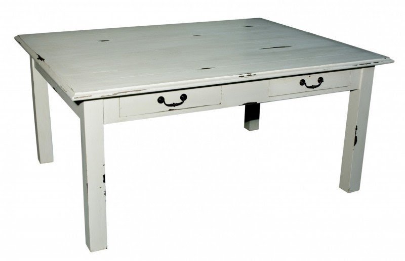 White dining table with 2 drawers