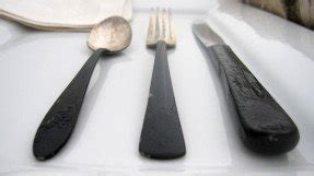 Black silverware place setting antique flatware vintage handles