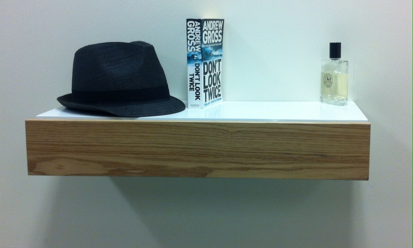 Floating shelf with ash drawer 2