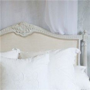 Florentine palace upholstered headboard with carved wooden frame